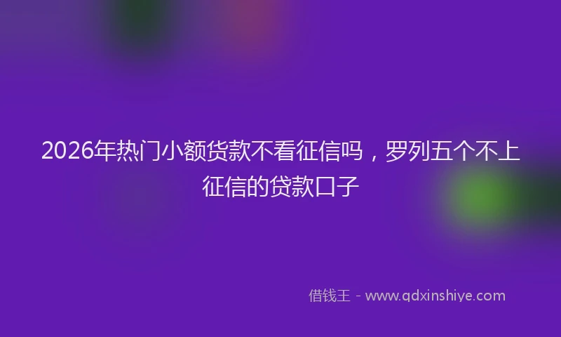 2026年热门小额货款不看征信吗，罗列五个不上征信的贷款口子
