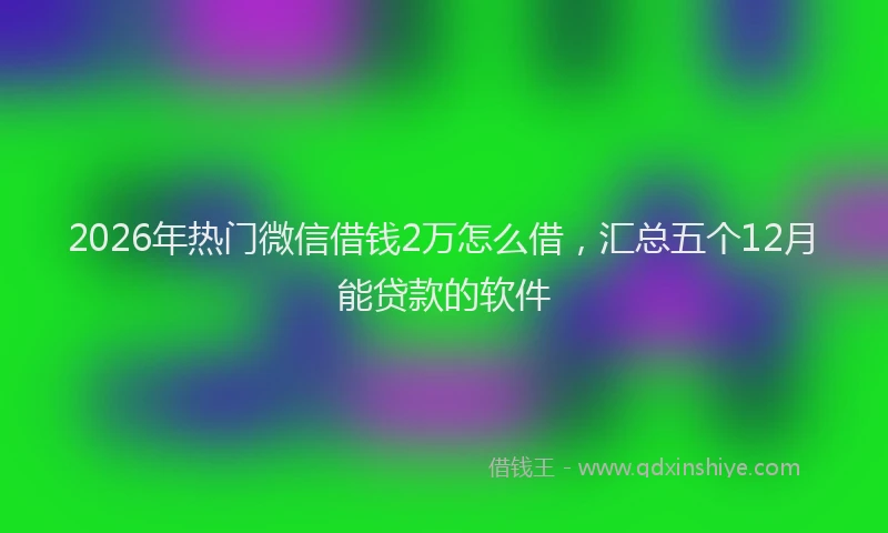 2026年热门微信借钱2万怎么借，汇总五个12月能贷款的软件