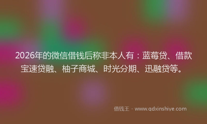 2026年的微信借钱后称非本人有：蓝莓贷、借款宝速贷融、柚子商城、时光分期、迅融贷等。