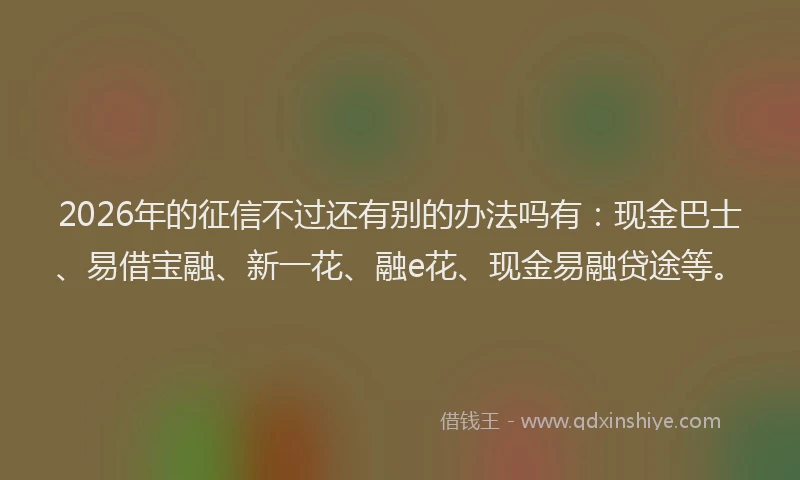2026年的征信不过还有别的办法吗有：现金巴士、易借宝融、新一花、融e花、现金易融贷途等。