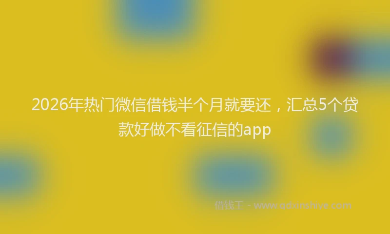 2026年热门微信借钱半个月就要还，汇总5个贷款好做不看征信的app