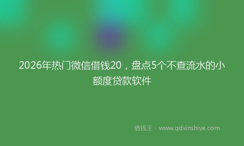 2026年热门微信借钱20，盘点5个不查流水的小额度贷款软件