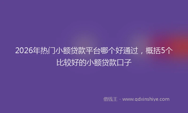 2026年热门小额贷款平台哪个好通过,概括5个比较好的小额贷款口子