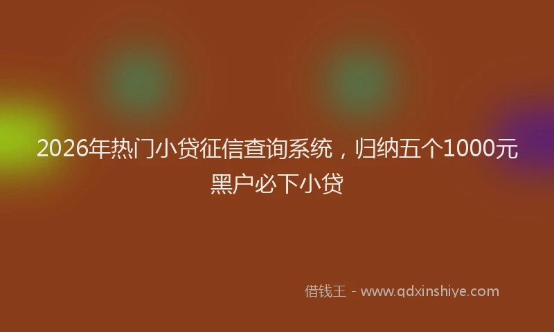 2026年热门小贷征信查询系统,归纳五个1000元黑户必下小贷