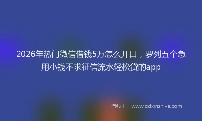 2026年热门微信借钱5万怎么开口，罗列五个急用小钱不求征信流水轻松贷的app