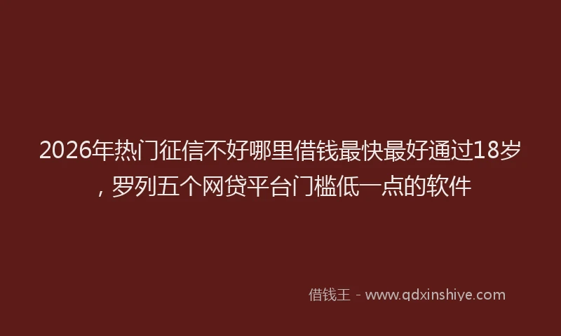 2026年热门征信不好哪里借钱最快最好通过18岁，罗列五个网贷平台门槛低一点的软件