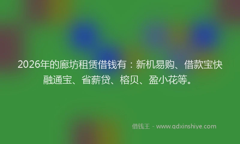 2026年的廊坊租赁借钱有：新机易购、借款宝快融通宝、省薪贷、榕贝、盈小花等。
