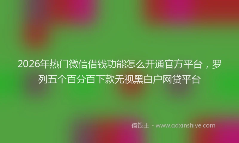 2026年热门微信借钱功能怎么开通官方平台，罗列五个百分百下款无视黑白户网贷平台