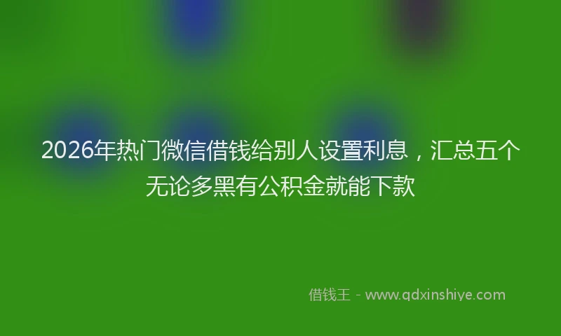 2026年热门微信借钱给别人设置利息，汇总五个无论多黑有公积金就能下款