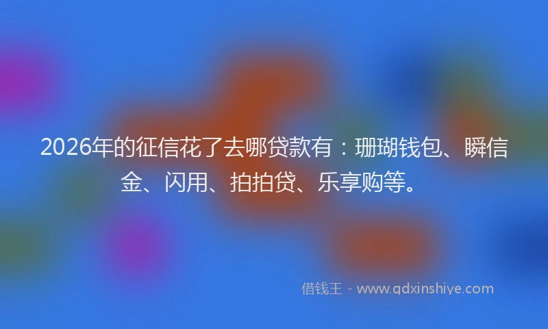 2026年的征信花了去哪贷款有：珊瑚钱包、瞬信金、闪用、拍拍贷、乐享购等。