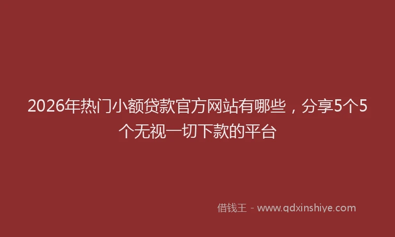 2026年热门小额贷款官方网站有哪些，分享5个5个无视一切下款的平台