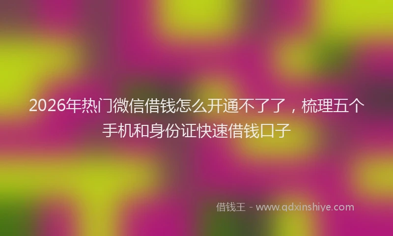 2026年热门微信借钱怎么开通不了了，梳理五个手机和身份证快速借钱口子