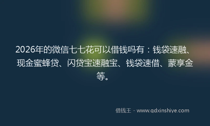 2026年的微信七七花可以借钱吗有：钱袋速融、现金蜜蜂贷、闪贷宝速融宝、钱袋速借、蒙享金等。