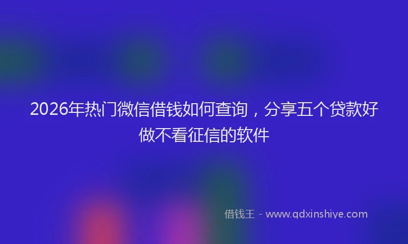 2026年热门微信借钱如何查询，分享五个贷款好做不看征信的软件