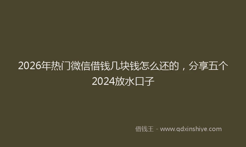 2026年热门微信借钱几块钱怎么还的，分享五个2024放水口子