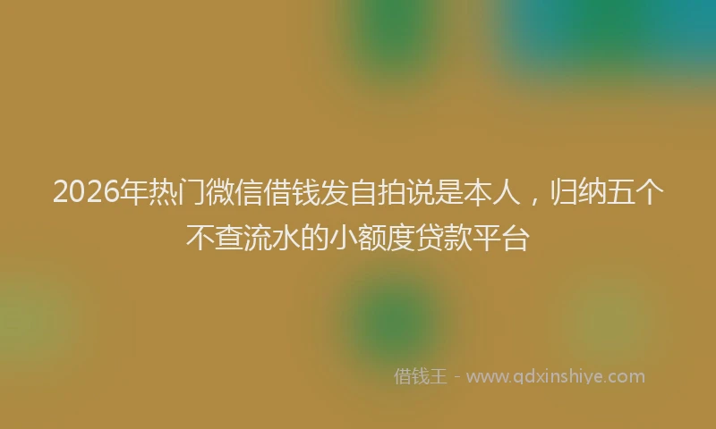 2026年热门微信借钱发自拍说是本人，归纳五个不查流水的小额度贷款平台