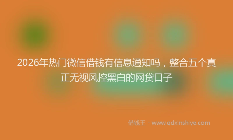 2026年热门微信借钱有信息通知吗，整合五个真正无视风控黑白的网贷口子