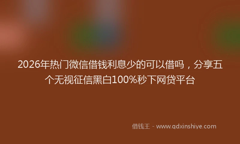 2026年热门微信借钱利息少的可以借吗，分享五个无视征信黑白100%秒下网贷平台