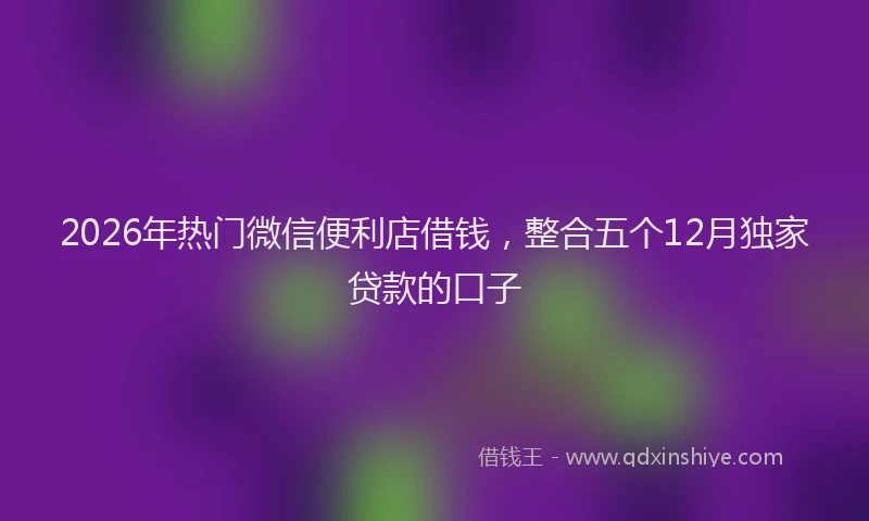 2026年热门微信便利店借钱，整合五个12月独家贷款的口子