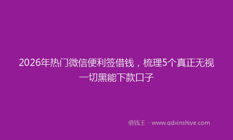 2026年热门微信便利签借钱，梳理5个真正无视一切黑能下款口子