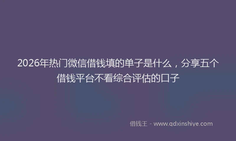 2026年热门微信借钱填的单子是什么，分享五个借钱平台不看综合评估的口子