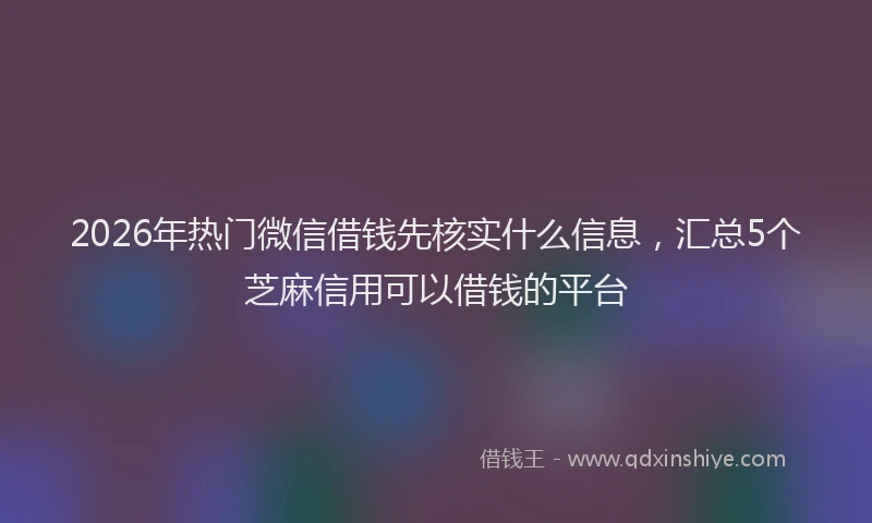 2026年热门微信借钱先核实什么信息，汇总5个芝麻信用可以借钱的平台
