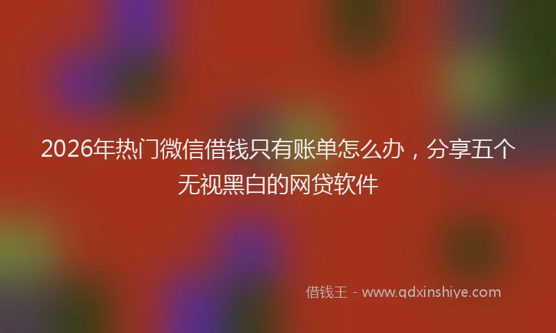 2026年热门微信借钱只有账单怎么办，分享五个无视黑白的网贷软件