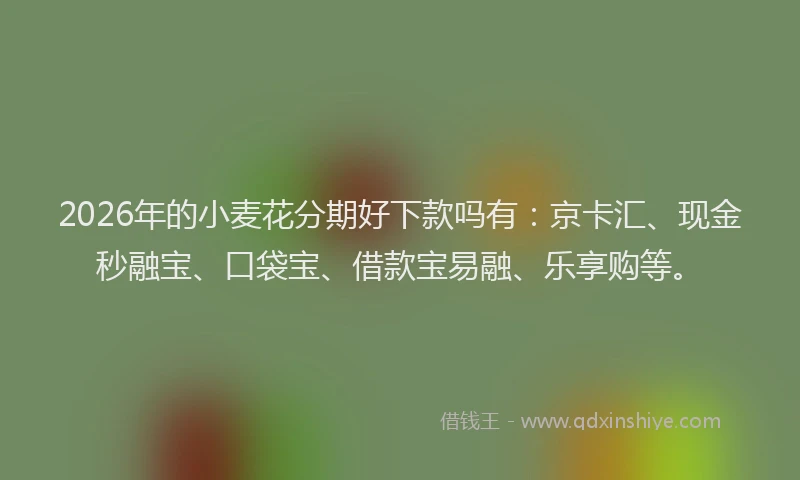 2026年的小麦花分期好下款吗有：京卡汇、现金秒融宝、口袋宝、借款宝易融、乐享购等。
