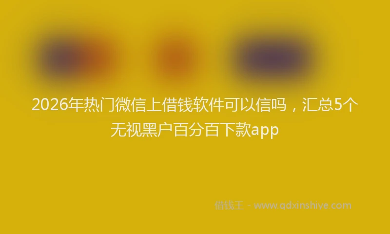2026年热门微信上借钱软件可以信吗，汇总5个无视黑户百分百下款app