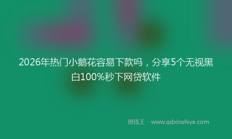 2026年热门小鹅花容易下款吗，分享5个无视黑白100%秒下网贷软件