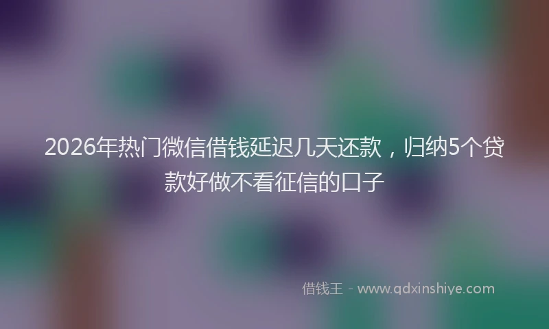 2026年热门微信借钱延迟几天还款，归纳5个贷款好做不看征信的口子