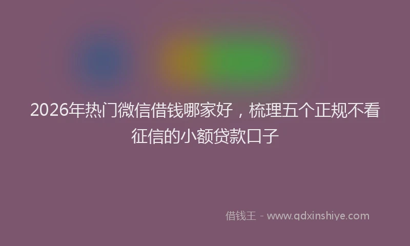 2026年热门微信借钱哪家好，梳理五个正规不看征信的小额贷款口子