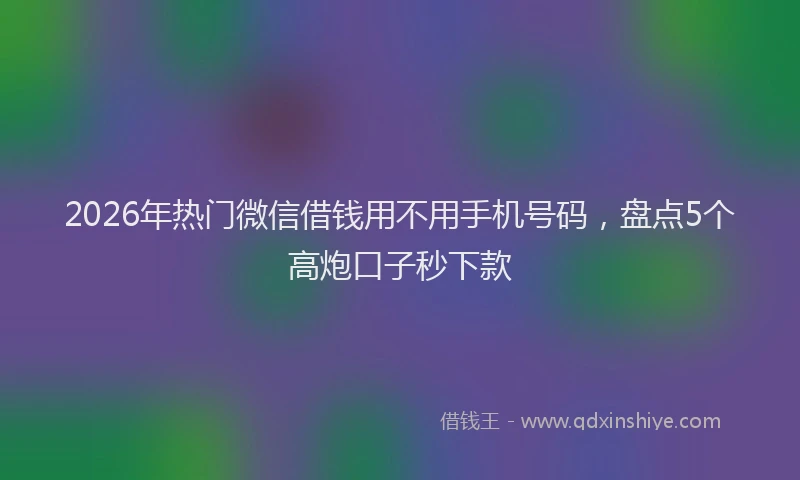 2026年热门微信借钱用不用手机号码,盘点5个高炮口子秒下款