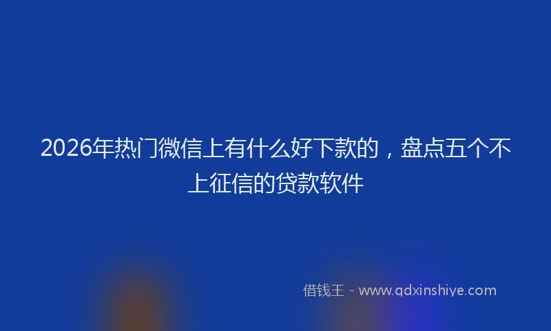 2026年热门微信上有什么好下款的，盘点五个不上征信的贷款软件