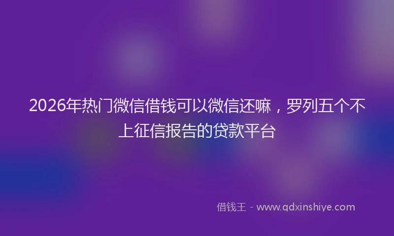 2026年热门微信借钱可以微信还嘛，罗列五个不上征信报告的贷款平台