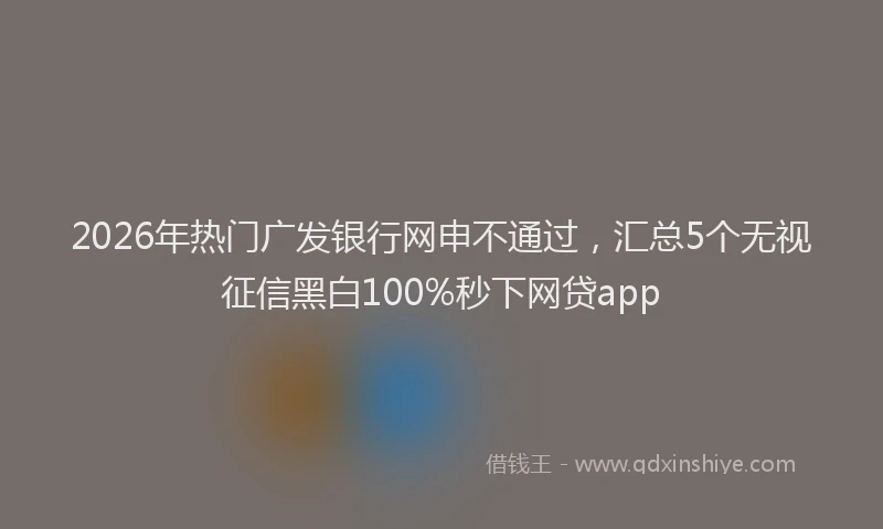 2026年热门广发银行网申不通过，汇总5个无视征信黑白100%秒下网贷app