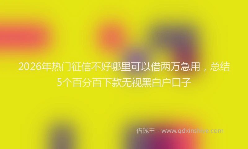 2026年热门征信不好哪里可以借两万急用，总结5个百分百下款无视黑白户口子