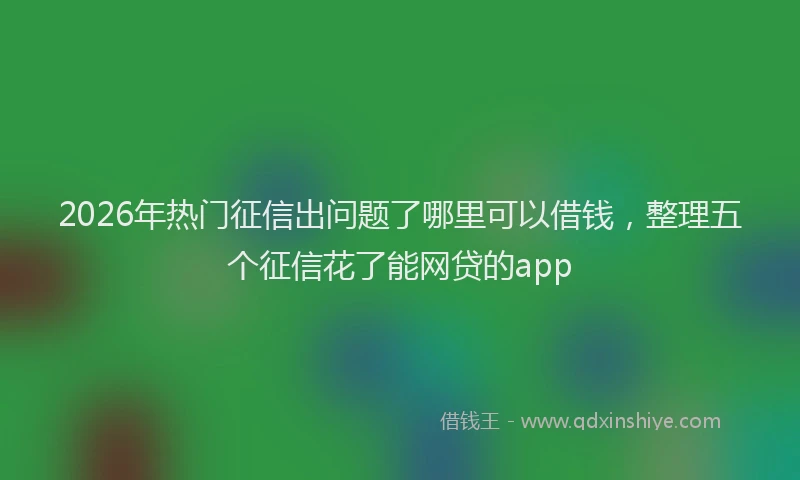 2026年热门征信出问题了哪里可以借钱，整理五个征信花了能网贷的app
