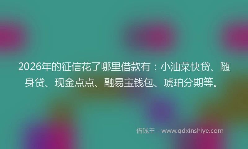 2026年的征信花了哪里借款有：小油菜快贷、随身贷、现金点点、融易宝钱包、琥珀分期等。