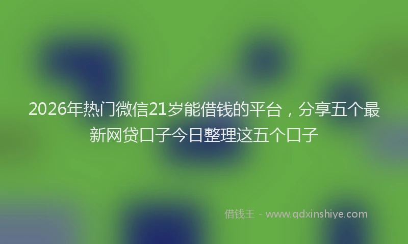 2026年热门微信21岁能借钱的平台，分享五个最新网贷口子今日整理这五个口子