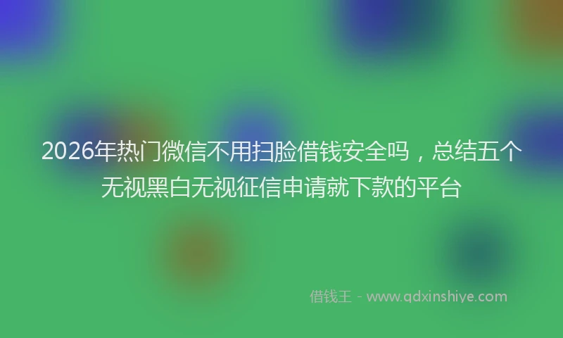 2026年热门微信不用扫脸借钱安全吗，总结五个无视黑白无视征信申请就下款的平台