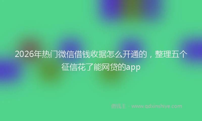 2026年热门微信借钱收据怎么开通的，整理五个征信花了能网贷的app