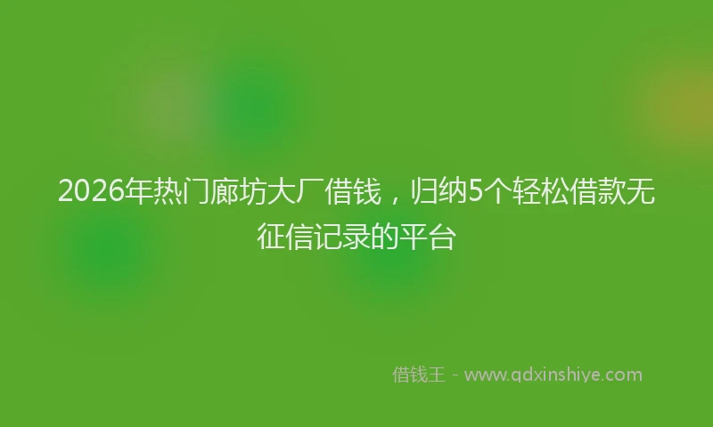 2026年热门廊坊大厂借钱，归纳5个轻松借款无征信记录的平台