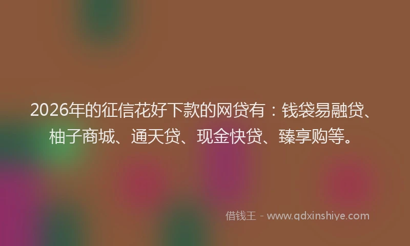 2026年的征信花好下款的网贷有：钱袋易融贷、柚子商城、通天贷、现金快贷、臻享购等。