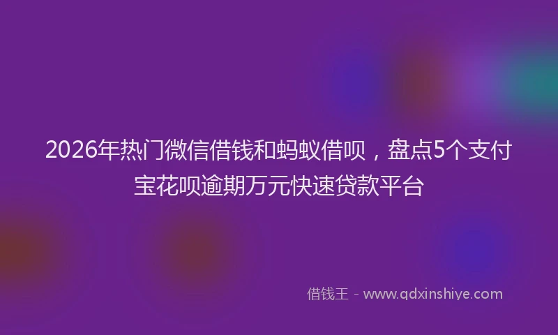 2026年热门微信借钱和蚂蚁借呗，盘点5个支付宝花呗逾期万元快速贷款平台