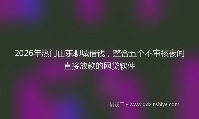 2026年热门山东聊城借钱，整合五个不审核夜间直接放款的网贷软件