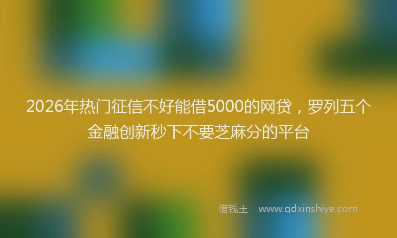 2026年热门征信不好能借5000的网贷，罗列五个金融创新秒下不要芝麻分的平台
