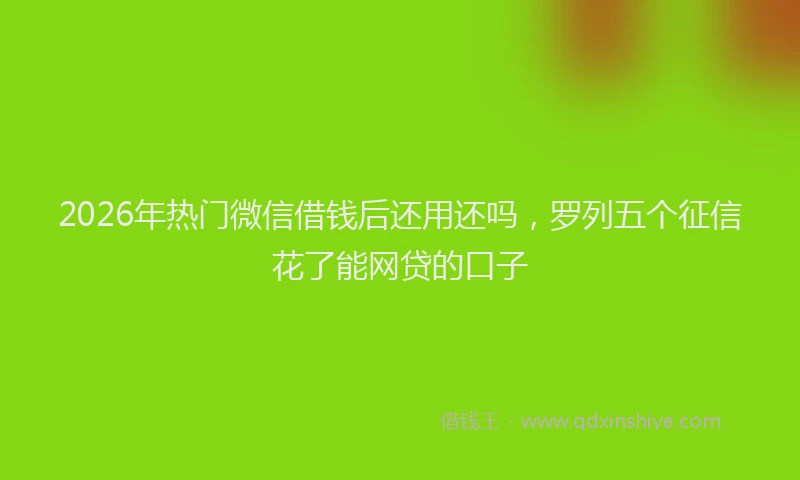 2026年热门微信借钱后还用还吗，罗列五个征信花了能网贷的口子