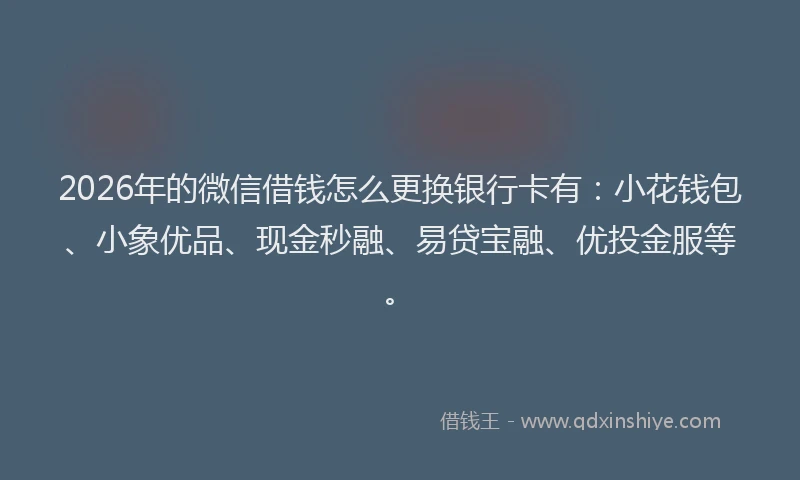 2026年的微信借钱怎么更换银行卡有：小花钱包、小象优品、现金秒融、易贷宝融、优投金服等。