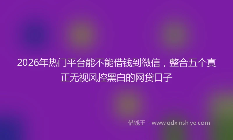 2026年热门平台能不能借钱到微信，整合五个真正无视风控黑白的网贷口子